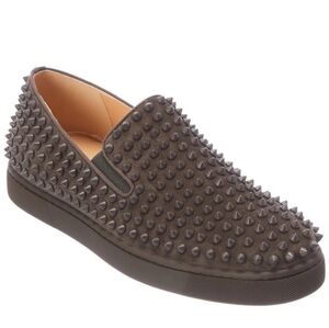 $1,190 Christian Louboutin Roller Boat Spike Gray Suede Sneakers EU 41.5 US 8.5